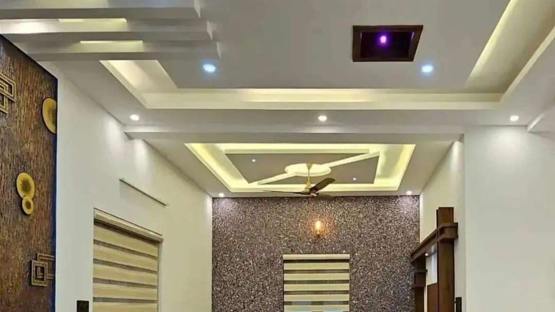 Luxurious bedroom with decorative ceiling